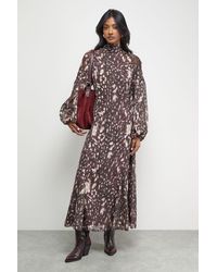 Oasis - Paisley Burnout Spot High Neck Godet Midi Dress - Lyst