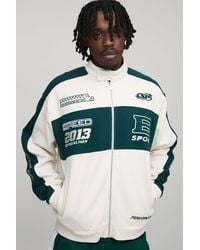 BoohooMAN - Tall Oversized Jersey Embroidered Varsity Jacket - Lyst