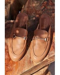 Sosandar - Tan Faux Leather Trim Mule Loafers - Lyst