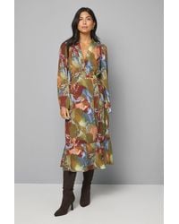 Wallis - Abstract Print Wrap Midi Dress - Lyst