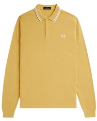 Fred Perry - Twin Tipped Collar Honeycomb Long Sleeve Polo Shirt - Lyst
