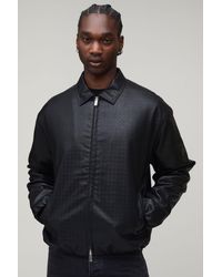 BoohooMAN - Tall Boxy Fit Pu Textured Harrington Jacket - Lyst