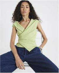 River Island - Sleeveless Drape Wrap Lapel Top - Lyst