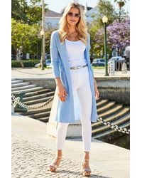 Sosandar - Powder Metallic Super Soft Ribbed Maxi Cardigan Viscose - Lyst