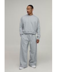 BoohooMAN - Oversized Boxy Sweatshirt And Wide Leg Jogger - Lyst