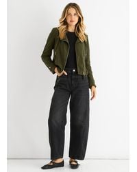 Gini London - Corduroy Biker Zip Up Jacket - Lyst
