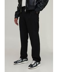 BoohooMAN - Straight Leg Tailored Look Cargo Trousers - Lyst