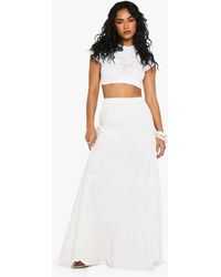 Boohoo - Tiered Cotton Poplin Maxi Skirt - Lyst