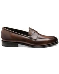 Loake - Wiggins Patina Painted Calf Leather Loafer Dark - Lyst