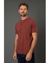MAINE - Rust Short Sleeve Slub Grandad Neck T-Shirt - Lyst