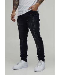 BoohooMAN - Skinny Stretch All Over Rip & Repair Paint Splatter Jeans - Lyst