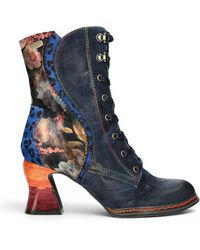 Laura Vita - Goth Victorian Floral Leather Lace-Up Heeled Boots - Lyst