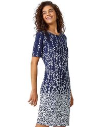 Roman - Border Print Floral Shift Dress - Lyst