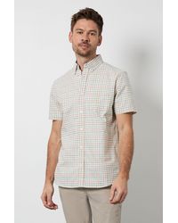 MAINE - Off Window Check Short Sleeve Shirt Cotton - Lyst