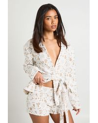 Boohoo - Lace Tailored Mini Shorts - Lyst