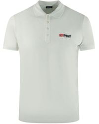 DIESEL - Division Logo White Polo Shirt - Lyst