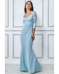 Goddiva - Lace Bodice Maxi Dress With Sleeves - Lyst