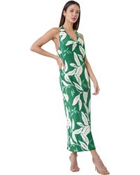 Roman - Floral Print Satin Bias Cut Bodycon Dress - Lyst