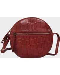Assots London - 'jane' Red Croc Leather Round Designer Crossbody Bag - Lyst