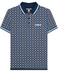 Lambretta - Ss25 Geometric Big & Tall Polo Shirt /Azure) Cotton - Lyst