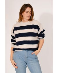 SELECTED - Striped Ribbed Knit Jumper - Lyst