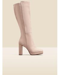Sosandar - Nubuck Leather Block Heel Knee High Platform Boot - Lyst