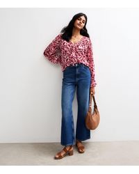 Gini London - Animal Print Chiffon Ruffle Blouse - Lyst