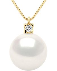 Ateliers Saint Germain - Necklace Jewelry 0,02 Cts And Real Cultured Freshwater Pearl Round 10-11 Mm - Lyst
