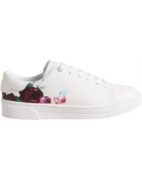 Ted Baker - Artile Rose Print White Trainers - Lyst