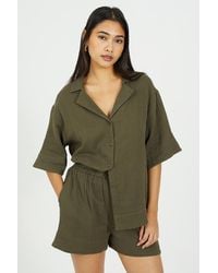 Brave Soul - V-Neck Button Through Short Sleeve Shirt - Lyst
