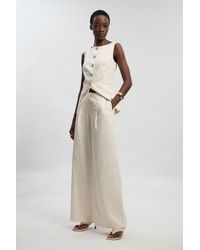 Karen Millen - Tailored Linen Wide Leg Trouser - Lyst