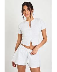 Boohoo - Ribbed Zip Through Cap Sleeve Top And Short Tracksuit - Lyst