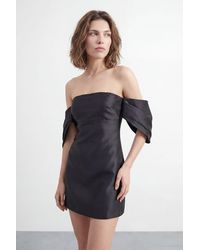 Warehouse - Petite Structured Puff Sleeve Bardot Mini Dress - Lyst