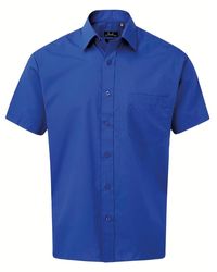 PREMIER - Short Sleeve Poplin Shirt (Royal) - Lyst