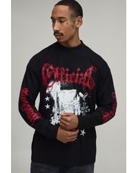 BoohooMAN - Oversized Grunge Print Long Sleeve T-Shirt - Lyst