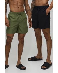 BoohooMAN - 2 Pack Mid Length Bm Autograph Swim Short - Lyst