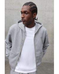 BoohooMAN - Oversized Boxy Premium 480Gsm Zip Through Hoodie - Lyst