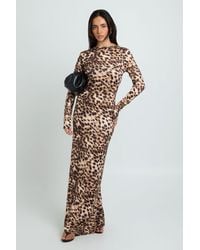 Boohoo - Tonal Animal Long Sleeve Maxi Dress - Lyst
