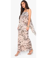 Boohoo - Zebra Print Woven Maxi Skirt - Lyst