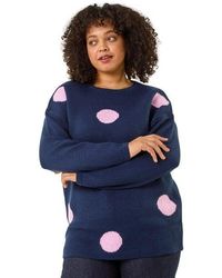 Roman - Curve Large Spot Knit Jumper - Lyst