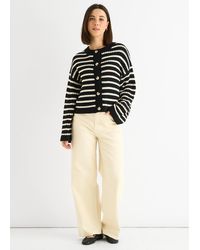 Gini London - Stripe Cable Knit Crop Cardigan - Lyst