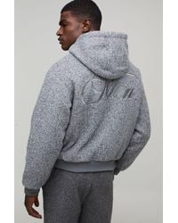 BoohooMAN - Oversized Boxy Hooded Melton Bomber Jacket - Lyst