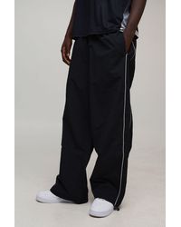 BoohooMAN - Parachute Fit Nylon Piping Detail Trousers - Lyst