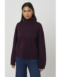 Brave Soul - Plum Loose Fit Roll Neck Knitted Jumper - Lyst