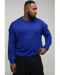 BoohooMAN - Plus Basic Boxy Fit Brushed Knitted Jumper - Lyst