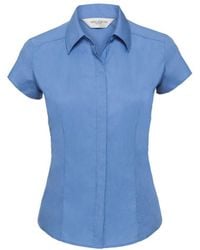 Russell - Collection Ladies Cap Sleeve Polycotton Easy Care Fitted Poplin Shirt (Corporate) - Lyst