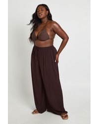 Boohoo - Plus Essentials Oversized Linen Look Trousers - Lyst