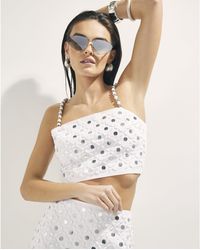 River Island - Crop Top Embellished Beach Cotton - Lyst