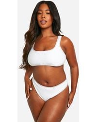 Boohoo - Plus Contrast Stitch High Waisted Bikini - Lyst