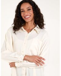 Blue Vanilla - Embellished Collar & Cuff Satin Shirt - Lyst